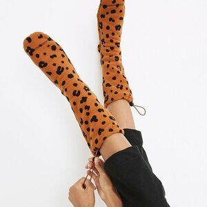 NWT Madewell Instant Cozy Fleece Slipper Socks Size L/XL Cheetah Print Socks